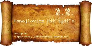 Manojlovics Mátyás névjegykártya